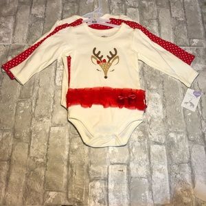 Little Treasure Christmas 3 Long Sleeve Bodysuits 9-12m